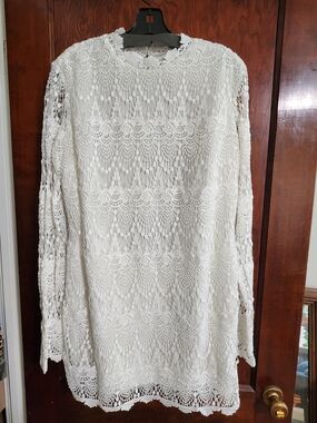 Daughters Of Simone Kellen Crochet Lace Bridal Mini Dress
